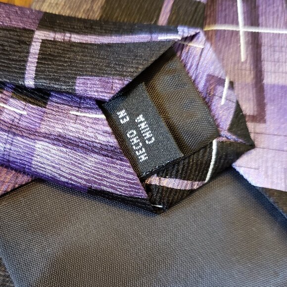 Arrow Purple and Black Square Geometric Pattern Silk Men's Necktie Tie - Picture 5 of 6
